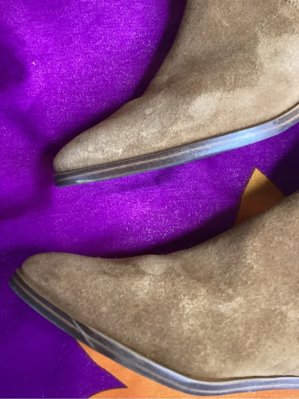 Michael Kors Kieran Taupe Suede Ankle Booties with Gold-Tone Charm 8M